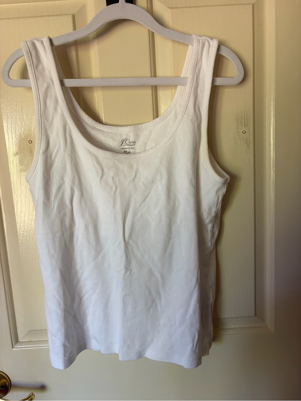 J. Crew White Cotton Scoop Neck Tank